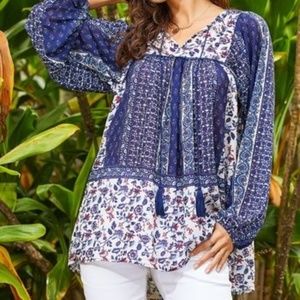 Suzanne Betro Navy & White swing Tunic 4X